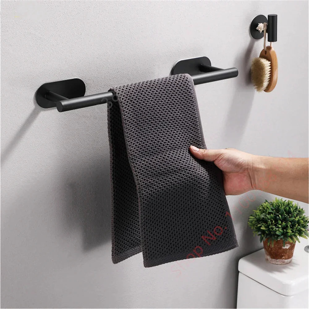 Toilet Towel Paper Holder Adhesive Black Silver Kitchen Roll Paper Stand