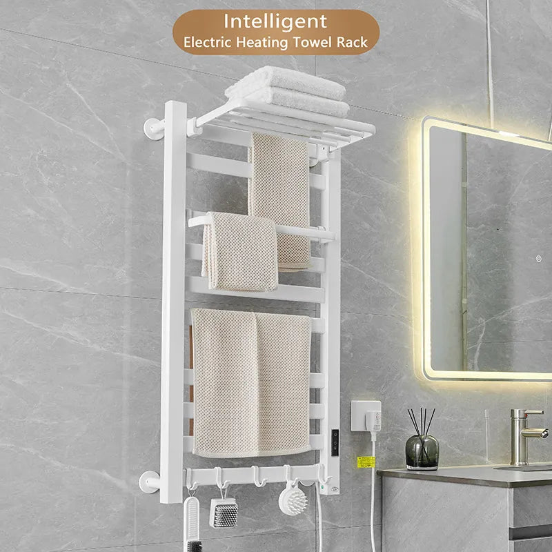 White Electric Heated Towel Rail Smart Electric Towel Rack Bathroom Cloth