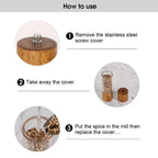 Wooden Pepper Mill Manual Salt Spice Grinder With Adjustable Ceramic Core