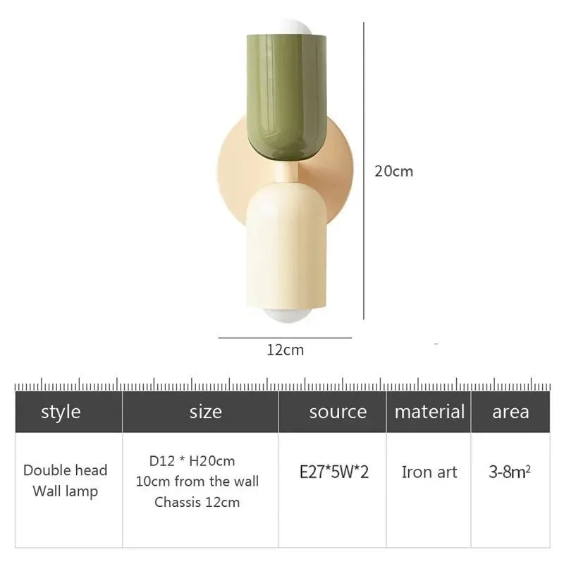 Nordic LED Wall Lamps Modern Minimalist Cream Double Head Lights