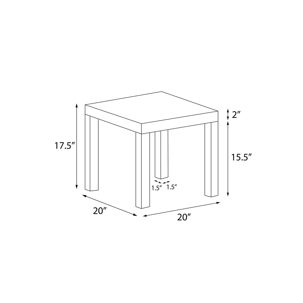 Parsons End Table, White\Black Oak\Canyon Walnut mesa  table side