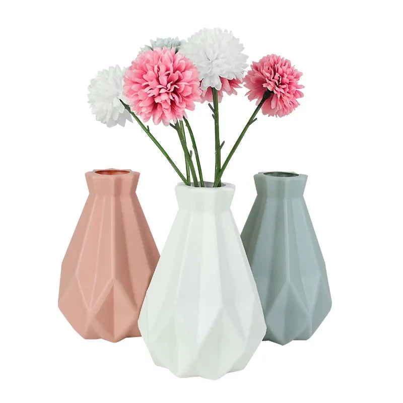 Flower Vase White Pink Blue Plastic Vase Flower Pot Basket Nordic Home
