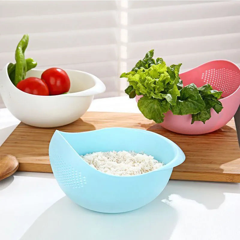 Plastic Colander Kitchen Drain Basket with Handles Rice Bowl Strainer