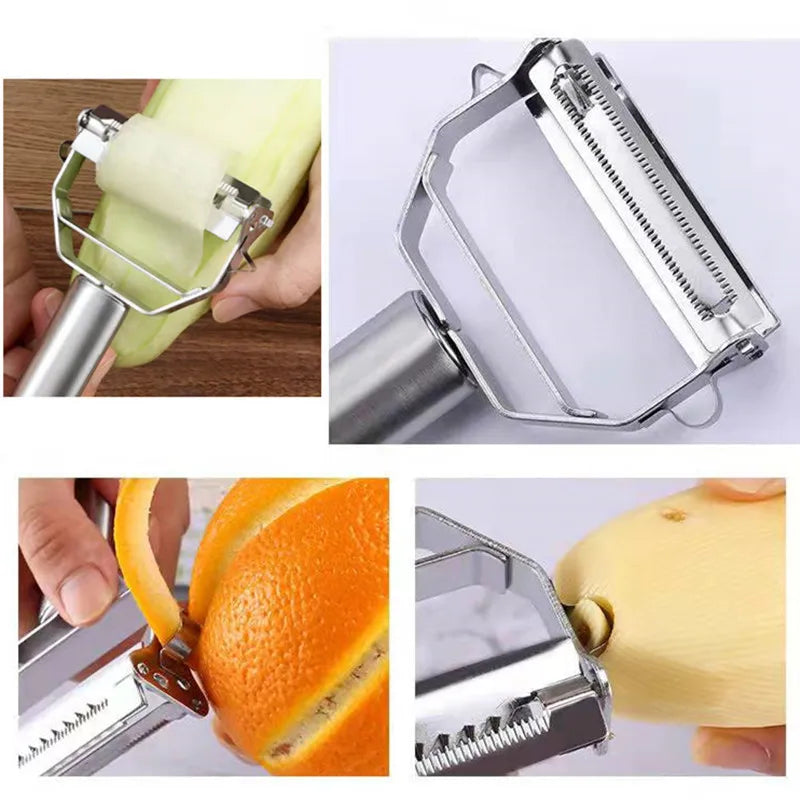 Kitchen Vegetable Peeler Stainless Steel Melon Planer Double-Head Peeler
