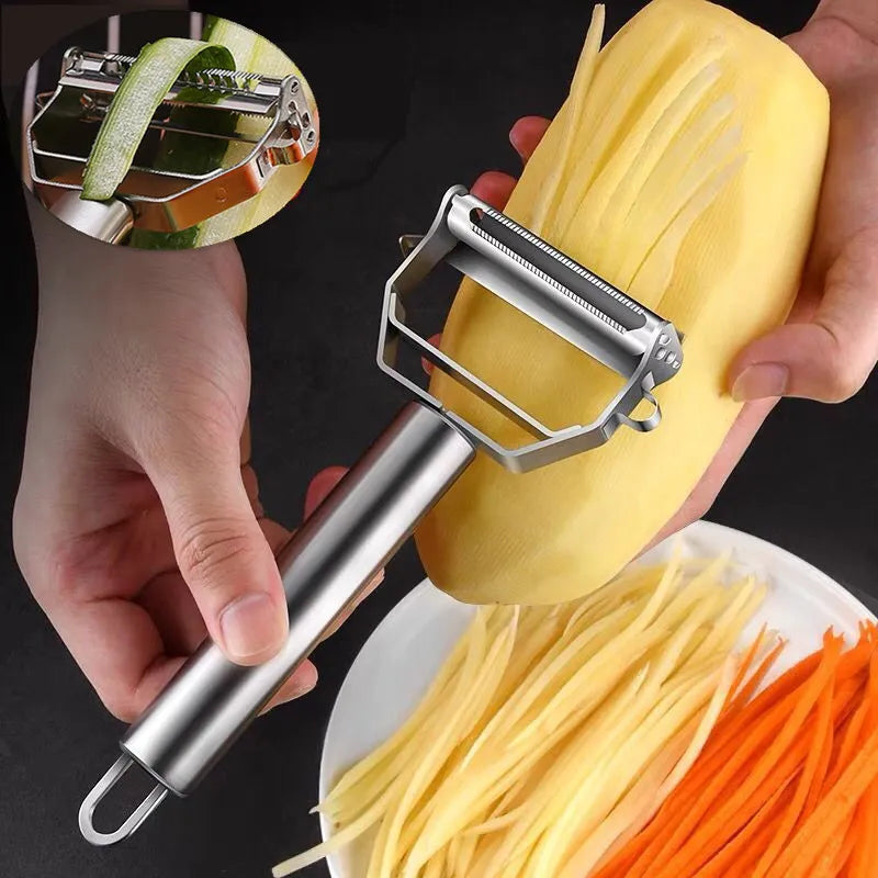 Kitchen Vegetable Peeler Stainless Steel Melon Planer Double-Head Peeler